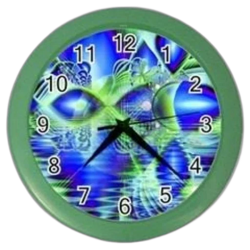 vaporwave, green-framed, wall, clock transparent PNG cut-out