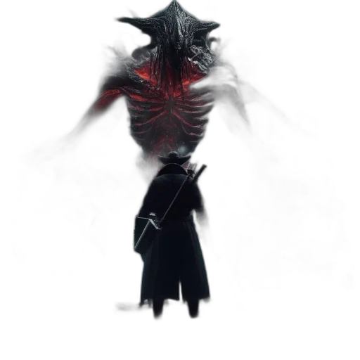 creature, mask, dress, staff transparent PNG cut-out