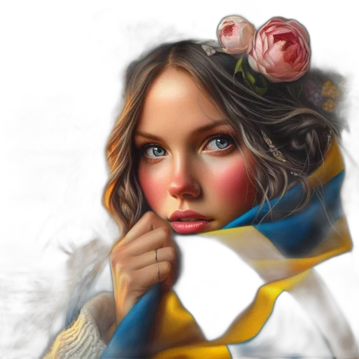 face, flower, mask, photorealistic transparent PNG cut-out