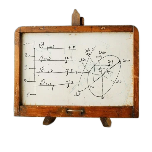 furniture, vintage-style, whiteboard, handwritten transparent PNG cut-out