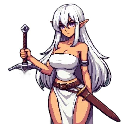 sword, staff, weapon, pixel art transparent PNG cut-out