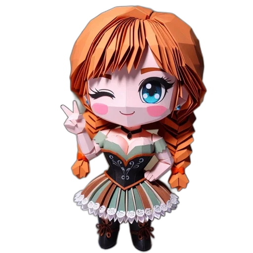 dress, staff, anime, 3d render transparent PNG cut-out
