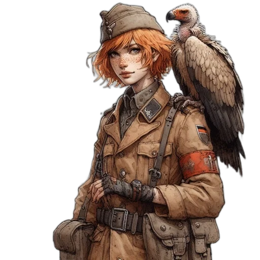 jacket, staff, animal, weapon transparent PNG cut-out