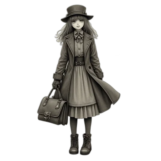 hat, jacket, dress, staff transparent PNG cut-out