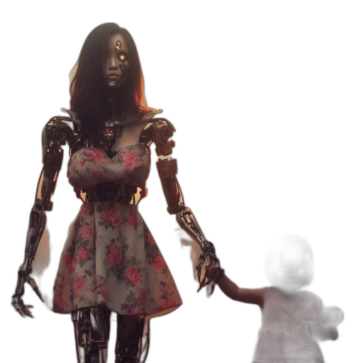robot, dress, concept art, 3d render transparent PNG cut-out