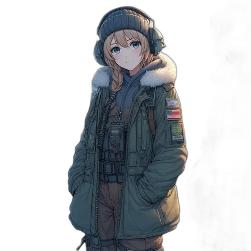 jacket, hat, weapon, staff transparent PNG cut-out