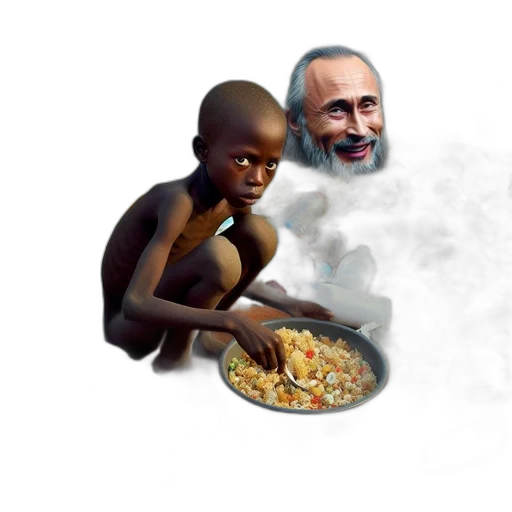 food, concept art, boy, sits transparent PNG cut-out