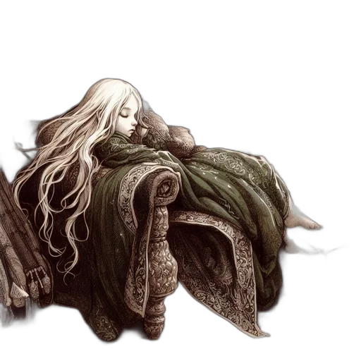 dragon, creature, hair, dress transparent PNG cut-out