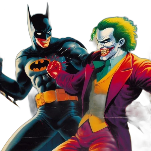 comic book art, concept art, batman, joker transparent PNG cut-out
