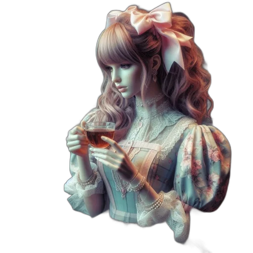 dress, staff, jewelry, face transparent PNG cut-out