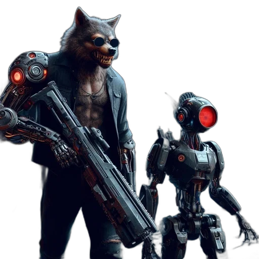 robot, concept art, cyberpunk, comic book art transparent PNG cut-out