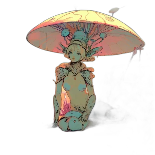umbrella, staff, hat, creature transparent PNG cut-out