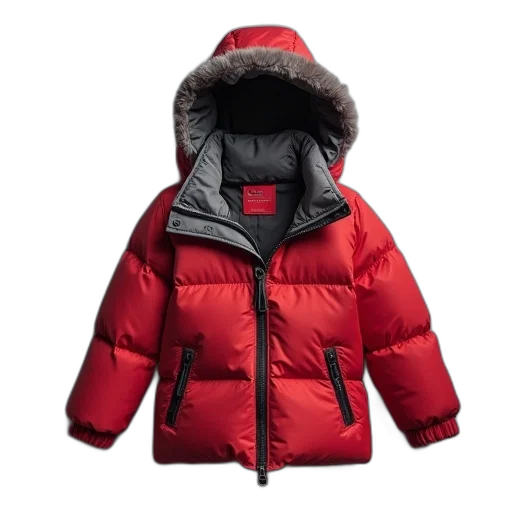 jacket, red, girl, down transparent PNG cut-out