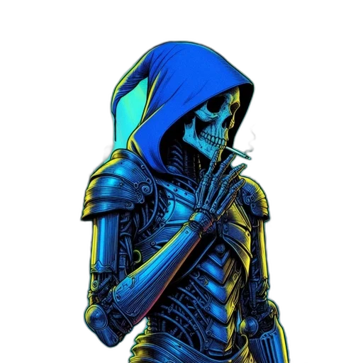 jacket, mask, staff, robot transparent PNG cut-out