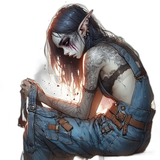 concept art, fantasy art, comic book art, cyberpunk transparent PNG cut-out