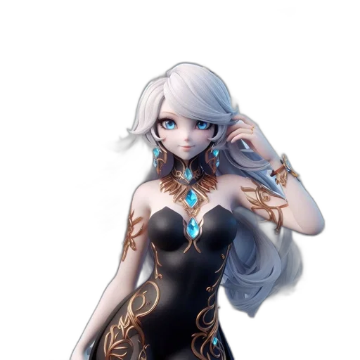 dress, jewelry, staff, fantasy art transparent PNG cut-out