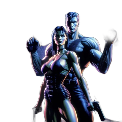 comic book art, concept art, cyberpunk, pixel art transparent PNG cut-out