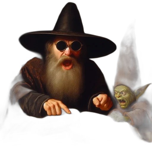 creature, staff, hat, mask transparent PNG cut-out