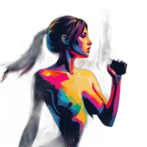 dress, concept art, cyberpunk, fantasy art transparent PNG cut-out