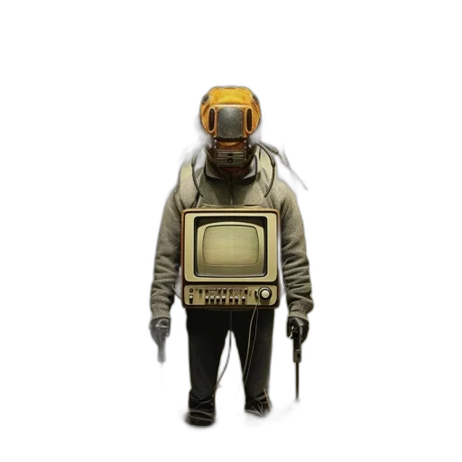 robot, mask, jacket, staff transparent PNG cut-out