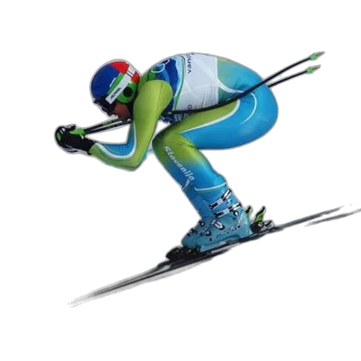 skier, blue, green, suit transparent PNG cut-out