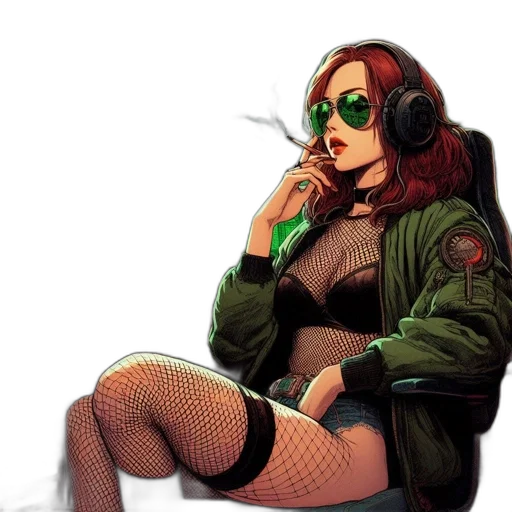 jacket, cyberpunk, comic book art, pixel art transparent PNG cut-out