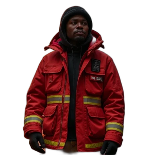 jacket, staff, face, fire transparent PNG cut-out