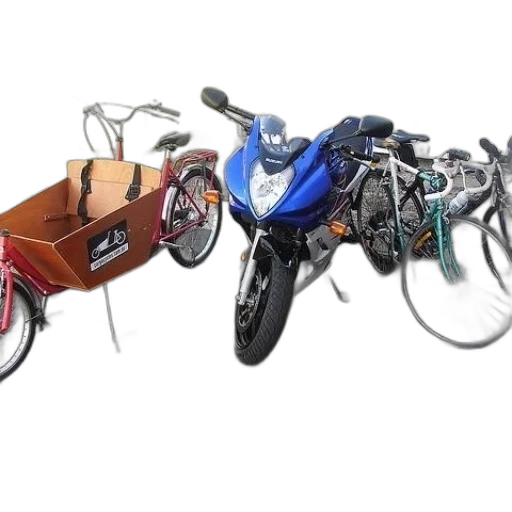3d render, blue, motorcycle, parked transparent PNG cut-out