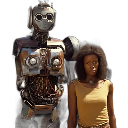 robot, concept art, 3d render, cyberpunk transparent PNG cut-out
