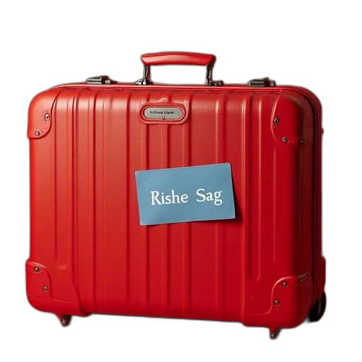 red, suitcase, name, rishe transparent PNG cut-out