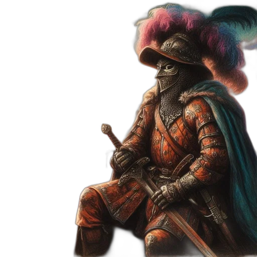 sword, hat, jacket, dragon transparent PNG cut-out