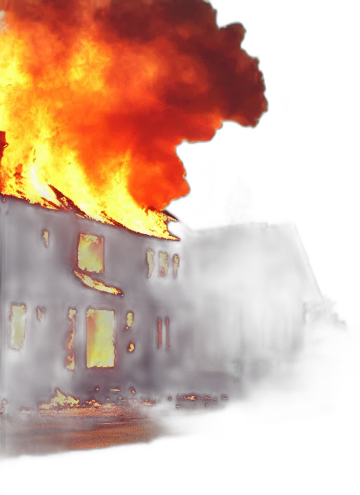 3d render, concept art, fire, house transparent PNG cut-out