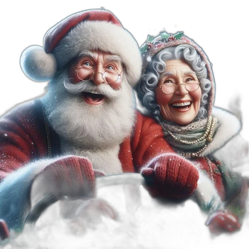 photorealistic, 3d render, snow, santa transparent PNG cut-out