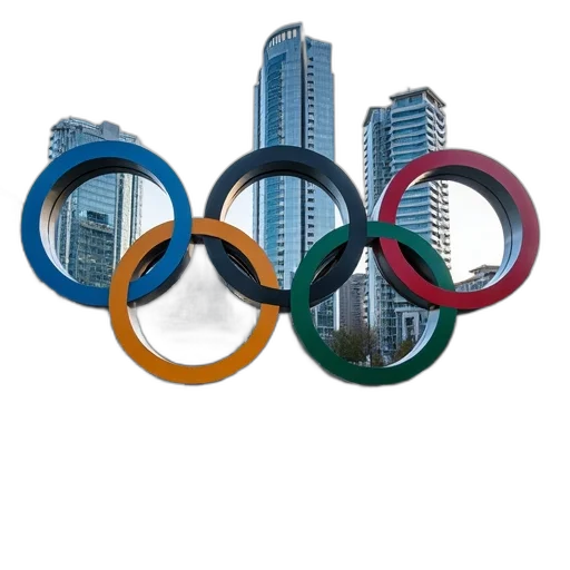building, olympic, rings, displayed transparent PNG cut-out