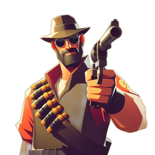 weapon, staff, jacket, hat transparent PNG cut-out