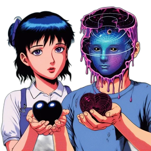 robot, mask, jewelry, vaporwave transparent PNG cut-out