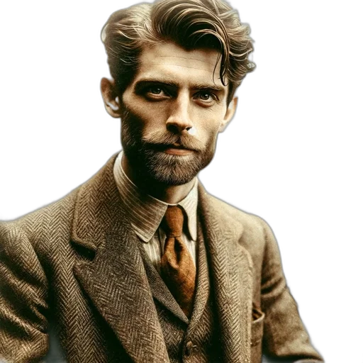 face, hair, jacket, staff transparent PNG cut-out