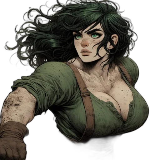 hair, face, comic book art, fantasy art transparent PNG cut-out