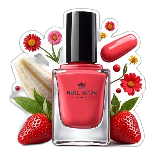 red, nail, polish, sticker transparent PNG cut-out