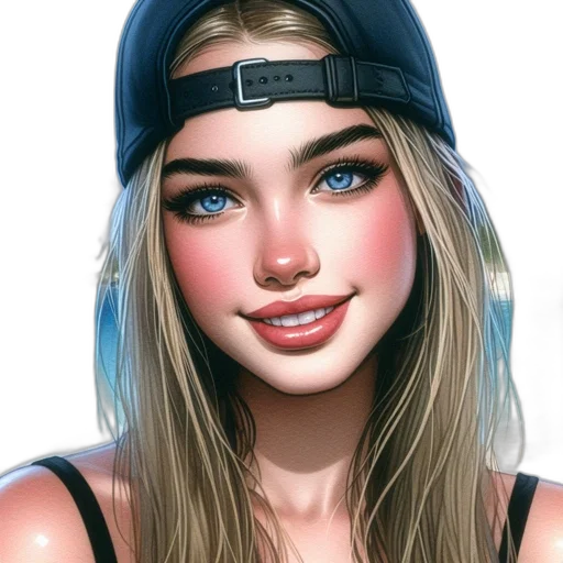 face, hat, jewelry, photorealistic transparent PNG cut-out