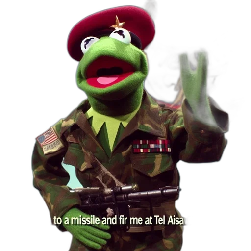 weapon, kermit, frog, wears transparent PNG cut-out