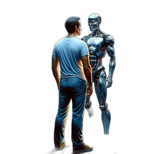 robot, concept art, comic book art, 3d render transparent PNG cut-out