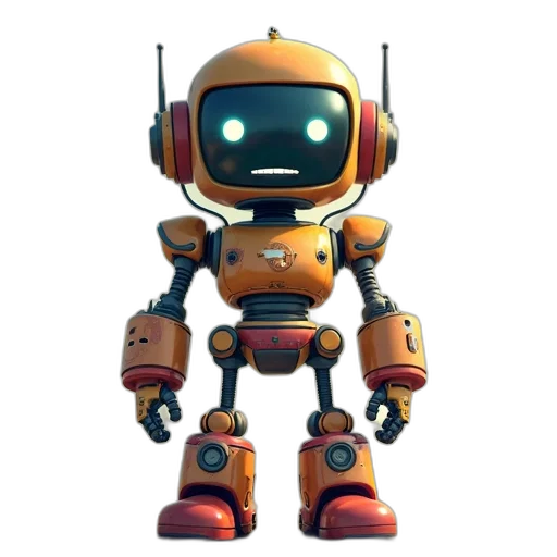 robot, 3d render, concept art, pixel art transparent PNG cut-out