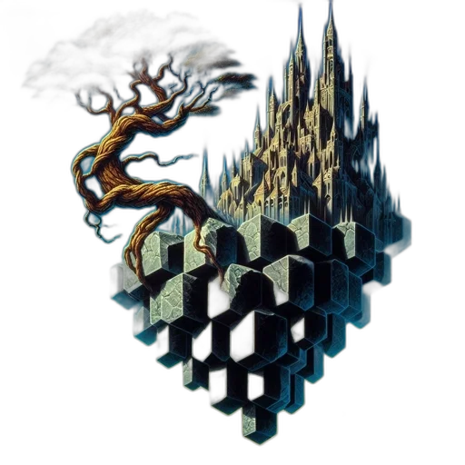 tree, crown, dragon, fantasy art transparent PNG cut-out