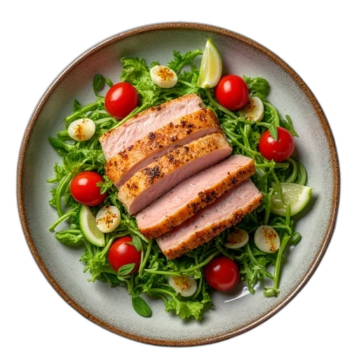 food, photorealistic, tuna, dish transparent PNG cut-out