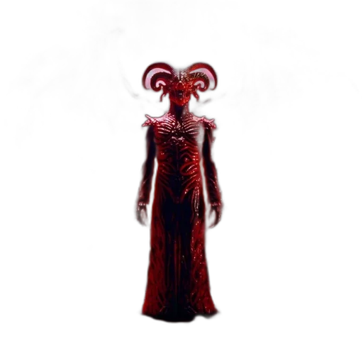 creature, dress, mask, staff transparent PNG cut-out