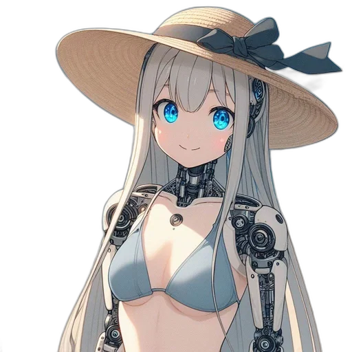 robot, hat, dress, staff transparent PNG cut-out