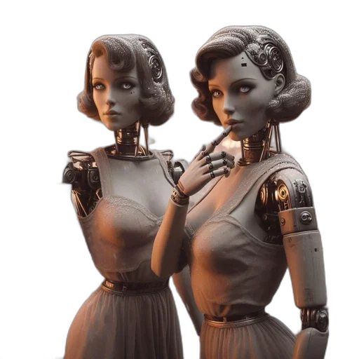 robot, concept art, 3d render, cyberpunk transparent PNG cut-out