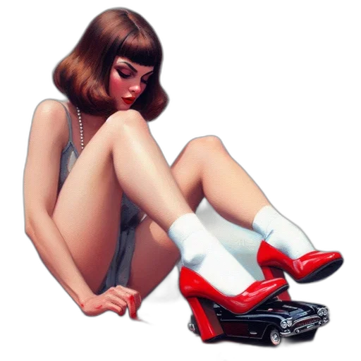 shoes, car, dress, photorealistic transparent PNG cut-out