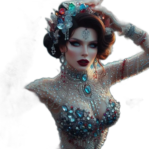 jewelry, crown, dress, fantasy art transparent PNG cut-out